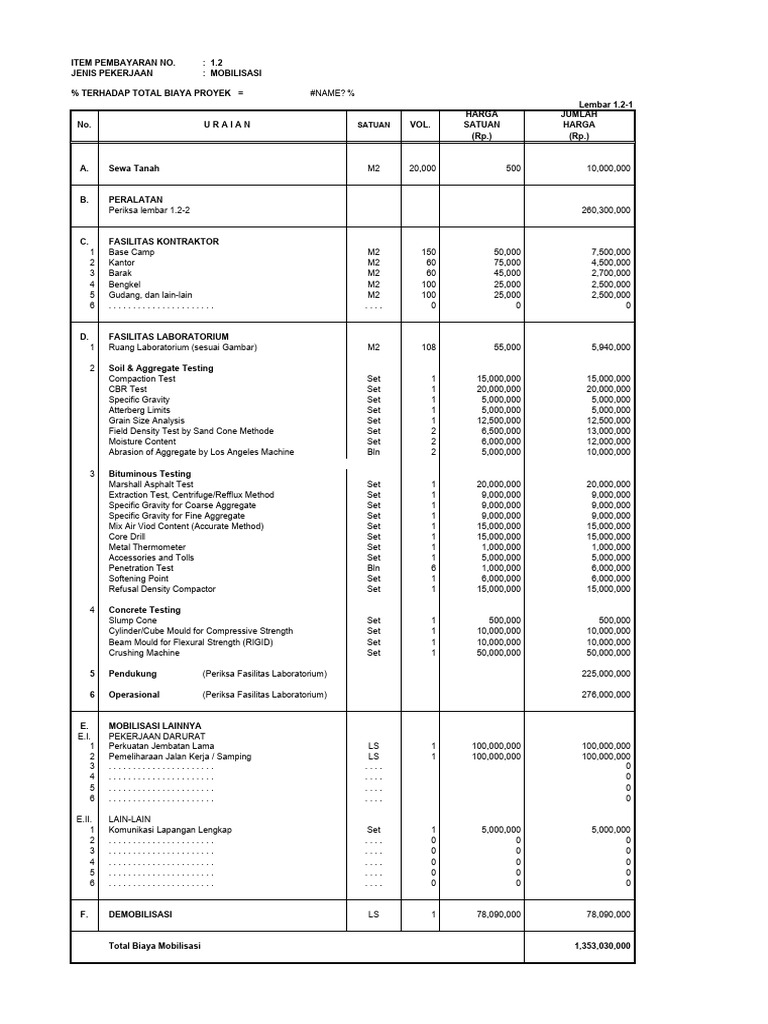 Contoh RAB BOX - Ok | PDF | Construction Equipment