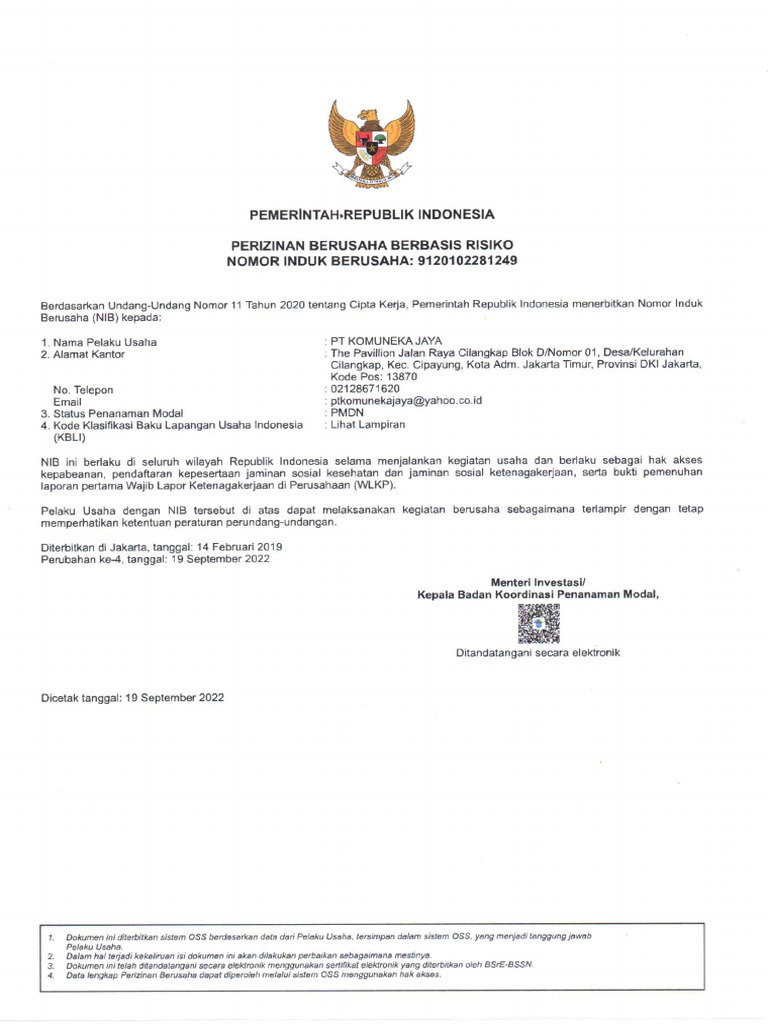 Contoh NIB | PDF