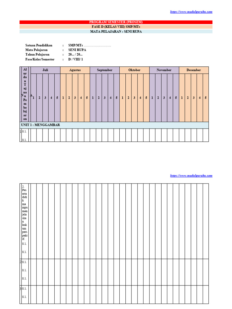 Prosem Seni Rupa Kelas VIII SMP/MTs | PDF