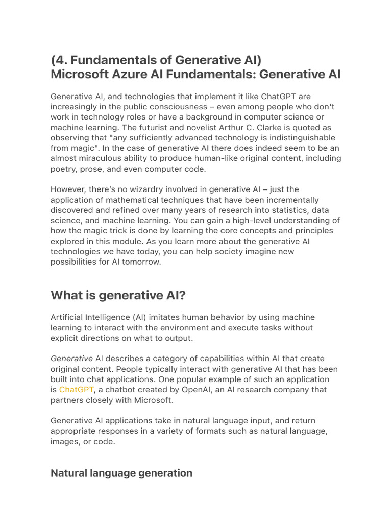 Fundamentals of Generative AI | PDF | Artificial Intelligence ...