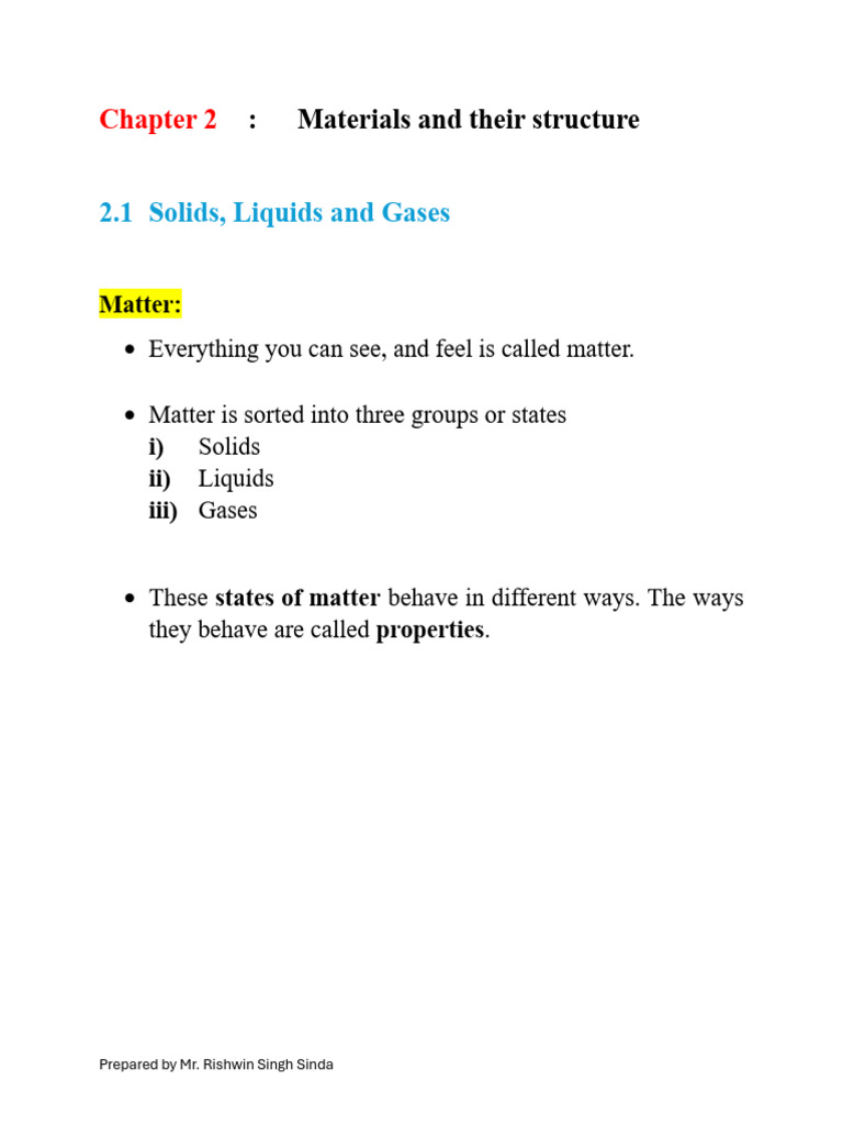 Chapter 2 - States of Matter (PART 1) | PDF | Liquids | Gases