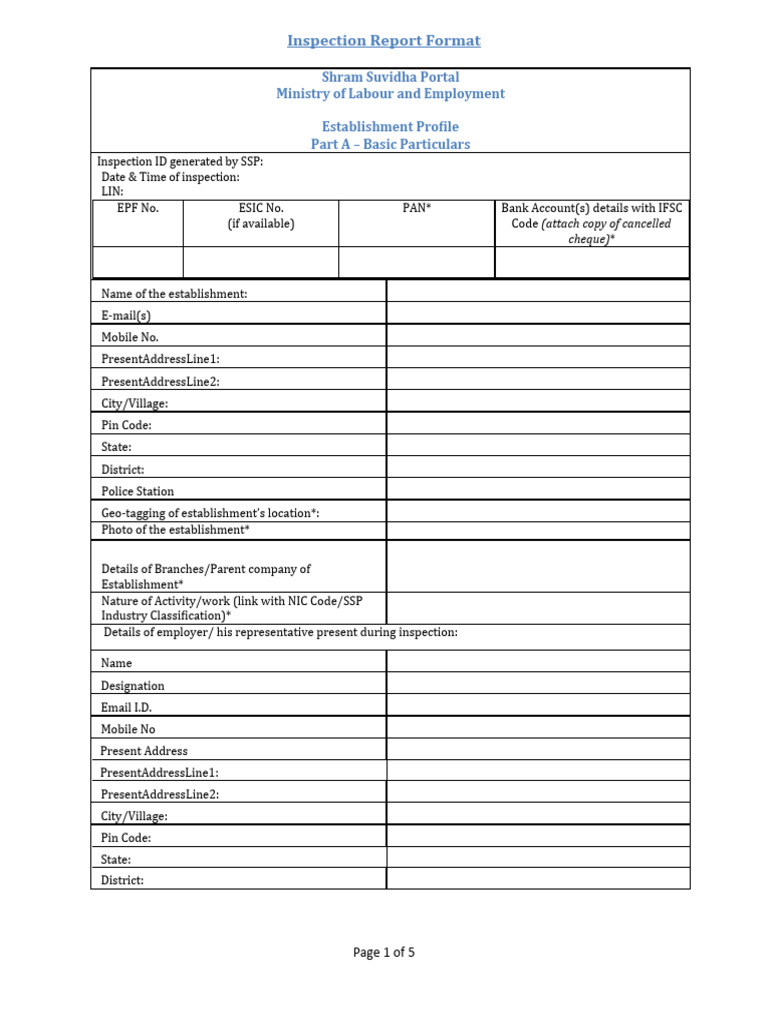 Inspection Report Format Overview | PDF | Employment