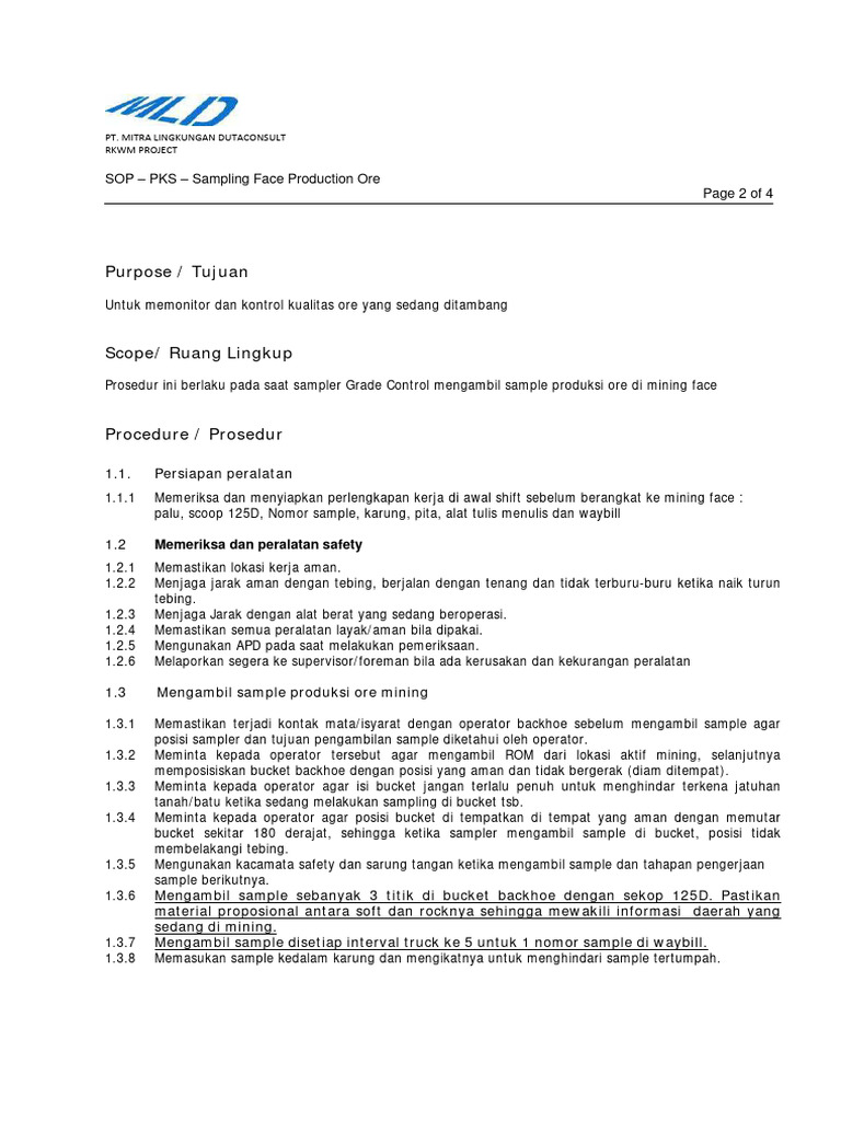 PKS GCS Sampling Face Production | PDF