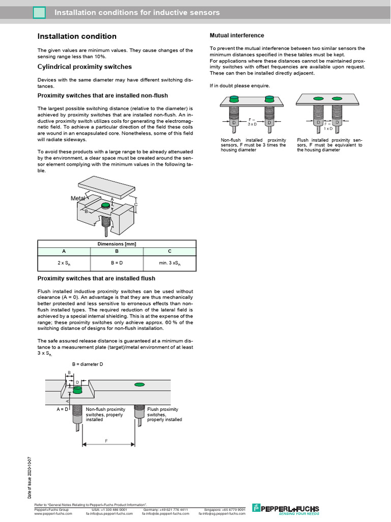 Inductive Sensor Installation Guidelines | PDF | Inductor | Switch