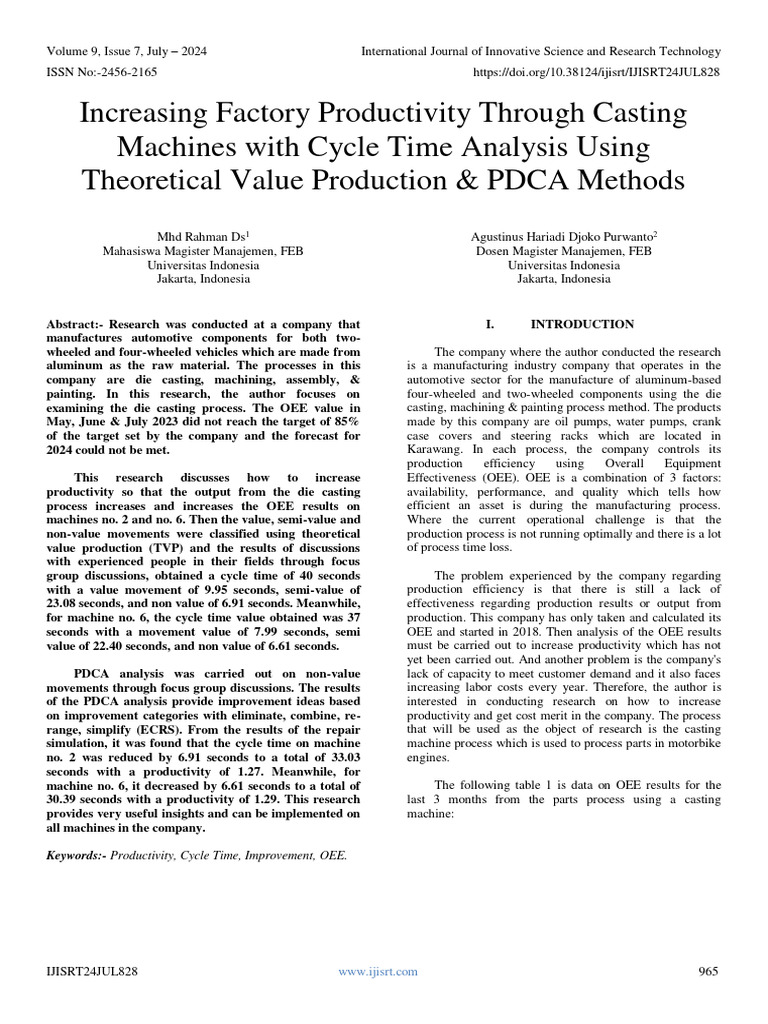 Boosting Factory Productivity via Cycle Time Analysis | PDF | Science ...