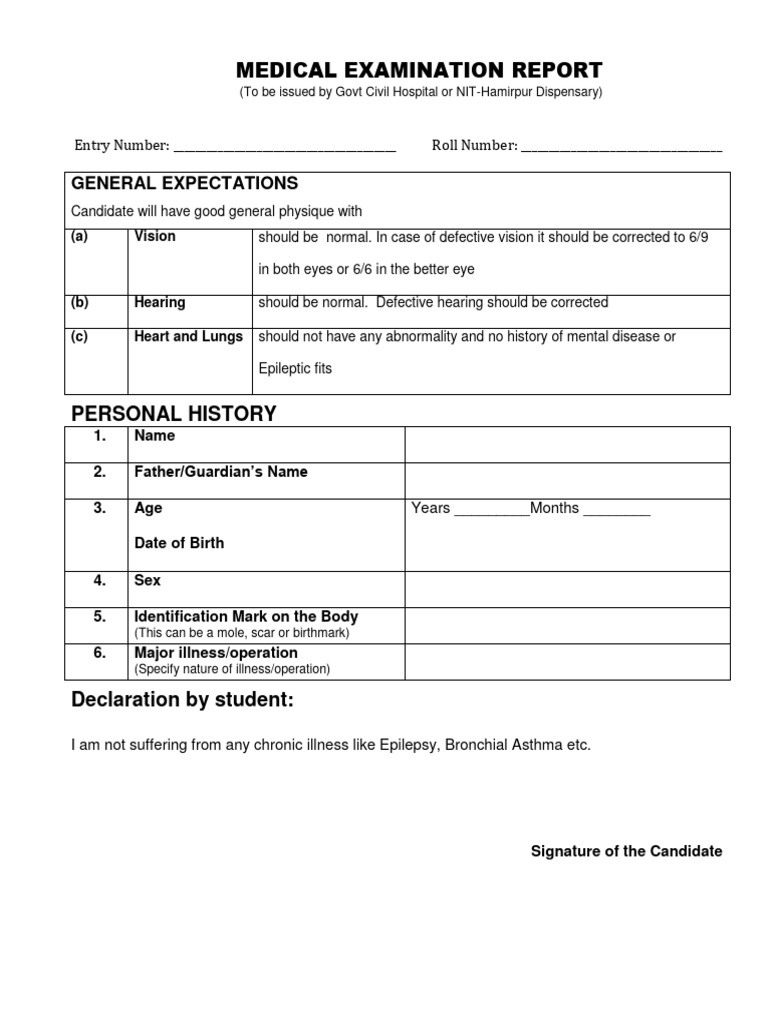 medical_examination_certificate-nith | PDF | Epilepsy | Medical Specialties