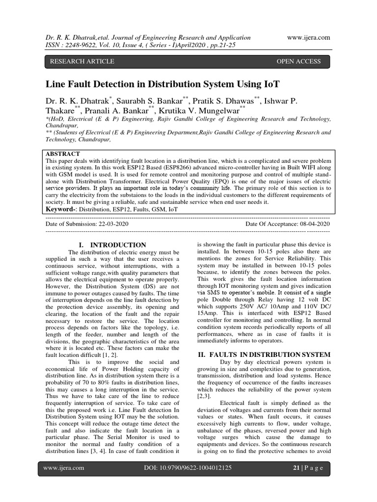 IoT-Based Line Fault Detection System | PDF | Electric Power ...