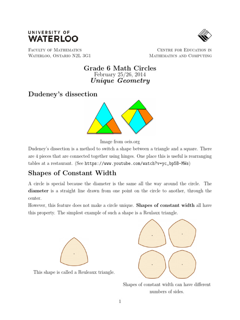 Unique Geometry: Dudeney's Dissection | PDF | Shape | Circle