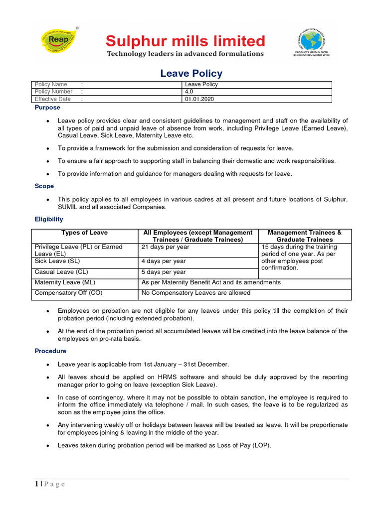 31 - 47 - Fc5c669bca604647 - Leave Policy | PDF | Sick Leave | Employment