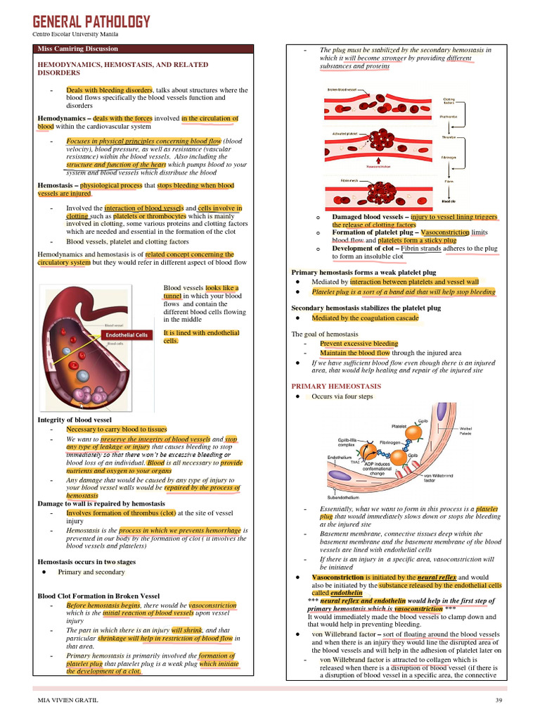 GenPatho LAB AND LEC | PDF | Platelet | Hemostasis