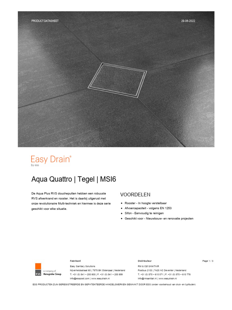 Datasheet Easydrain | PDF