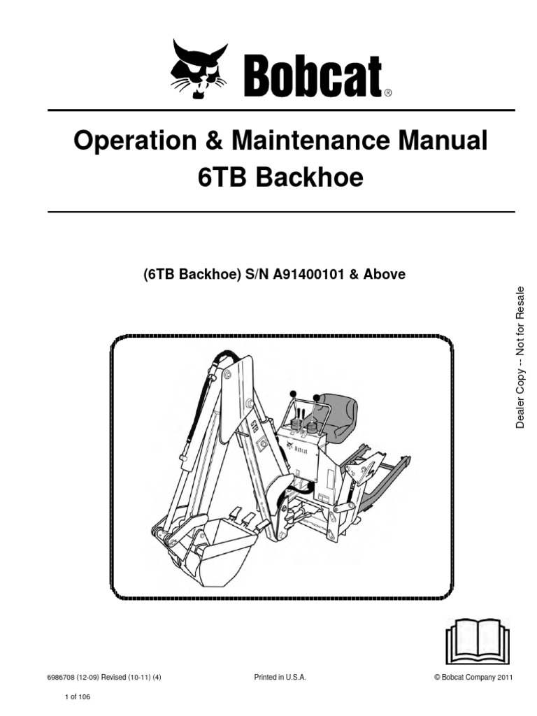 Backhoe 6TB 6986708 enUS Om | PDF | Tractor