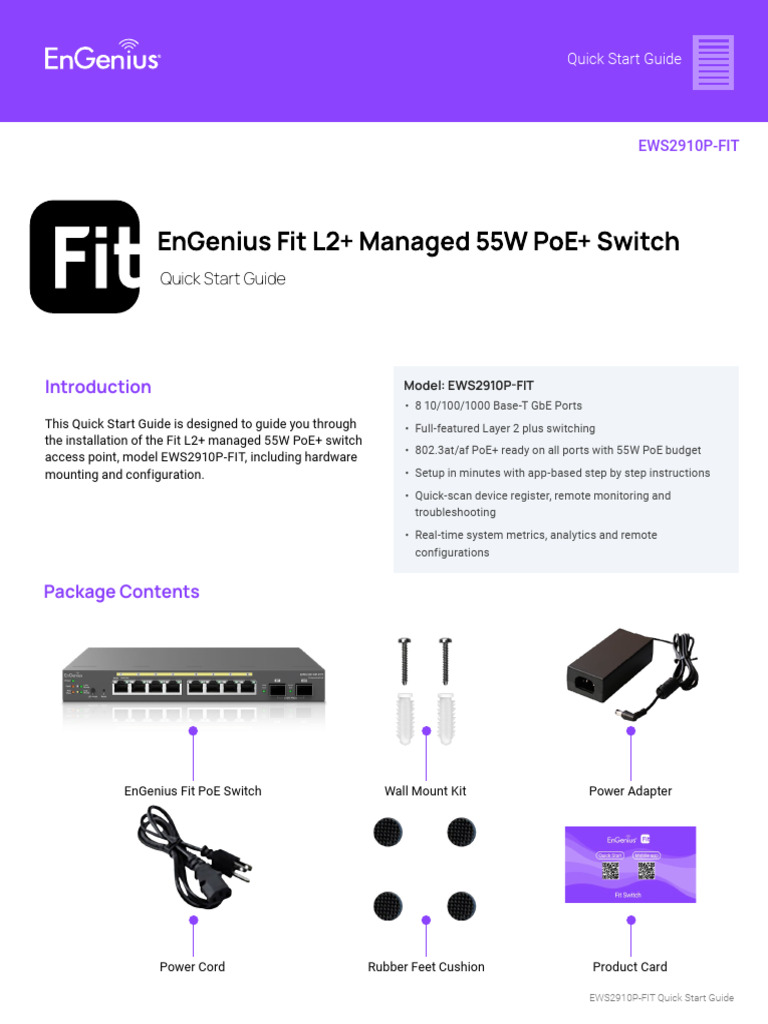 EWS2910P-FIT PoE Switch Setup Guide | PDF | Computer Network | Network ...