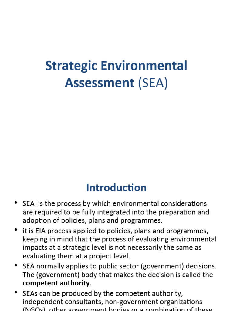 Strategic Environmental Assessment Overview | PDF | Environmental ...