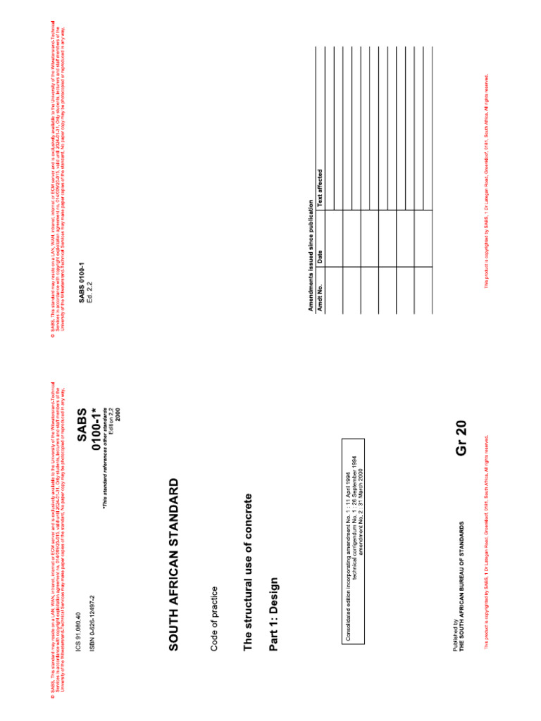 SANS10100-1 (Part 1 - Design) - Compressed 2 Sections Per Page | PDF