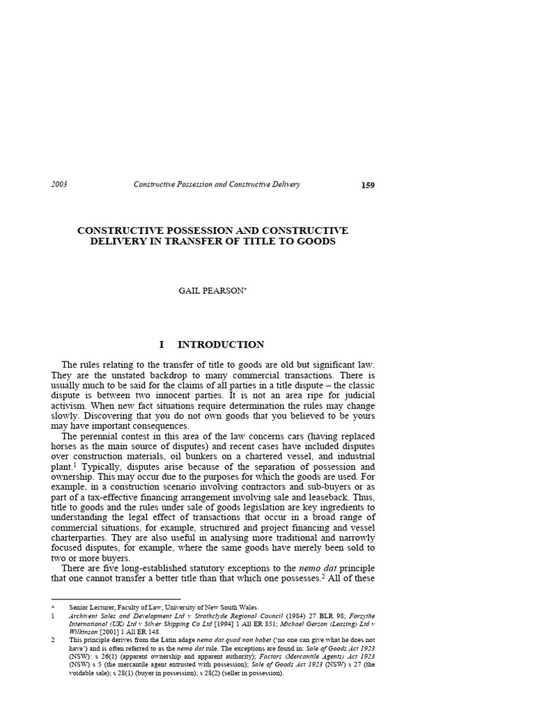 Constructive Possession in Title Transfer | PDF | Sales | Justice