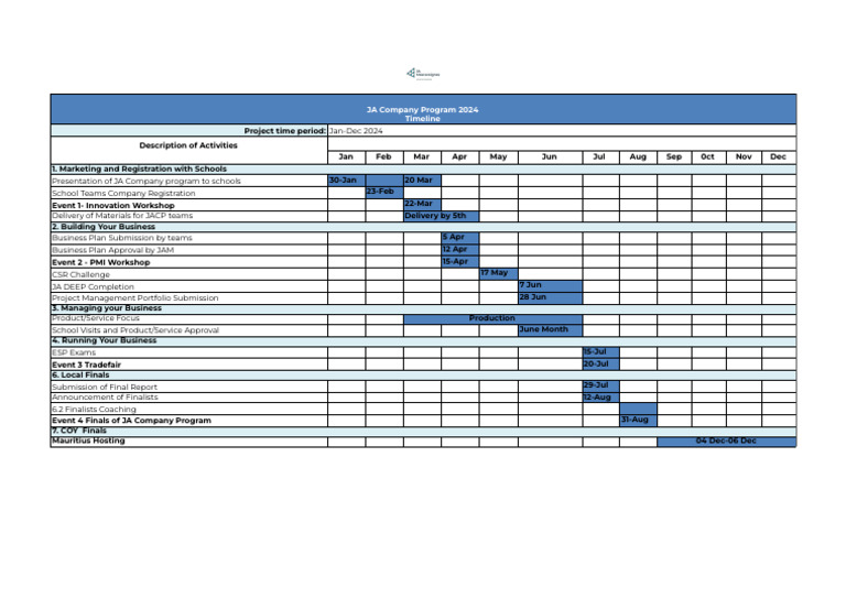 JA Company Program 2024 Timeline | PDF | Business