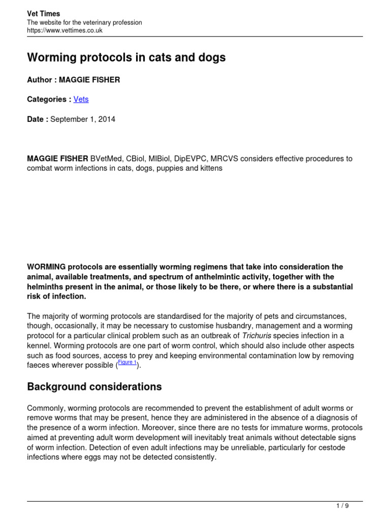 Effective Worming Protocols for Pets | PDF | Medical Specialties ...