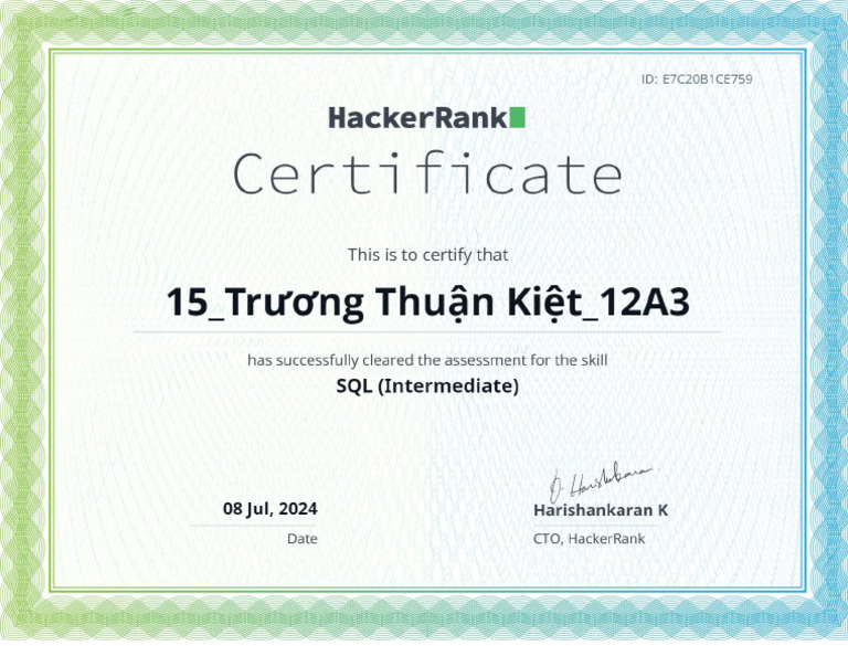 SQL - Intermediate Certificate | PDF