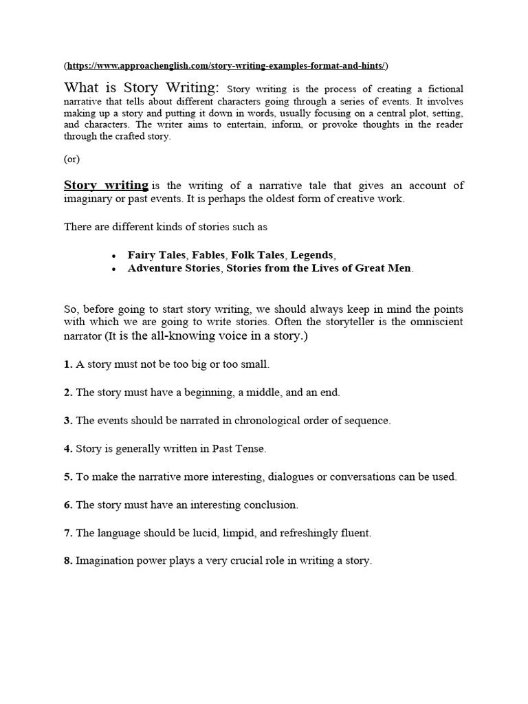Story Writing Tips and Examples | PDF | Narrative | Narration