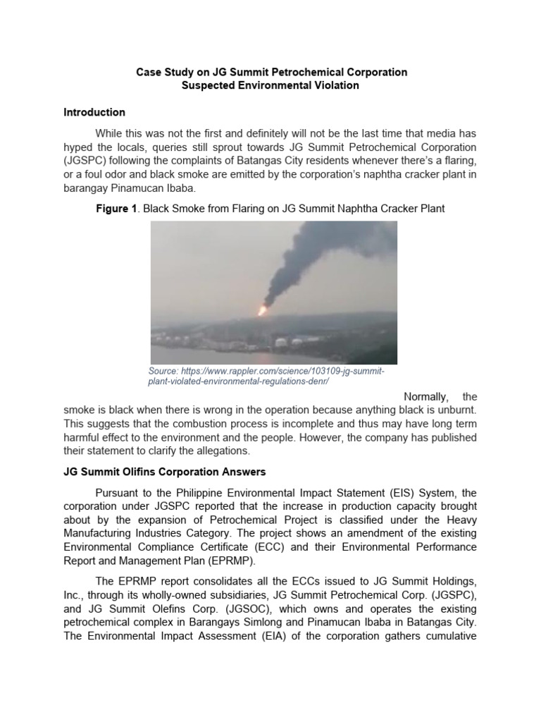 Case Study On Jg Summit Petrochemical Corporation Suspected