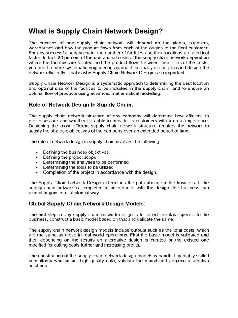 Supply Chain Network Design | PDF | Supply Chain | Warehouse