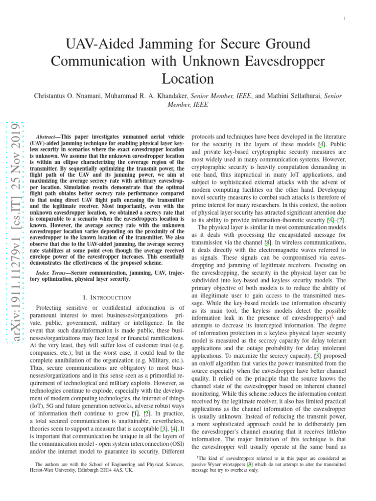 UAV Jamming for Secure Communication | PDF | Information | Internet Of ...