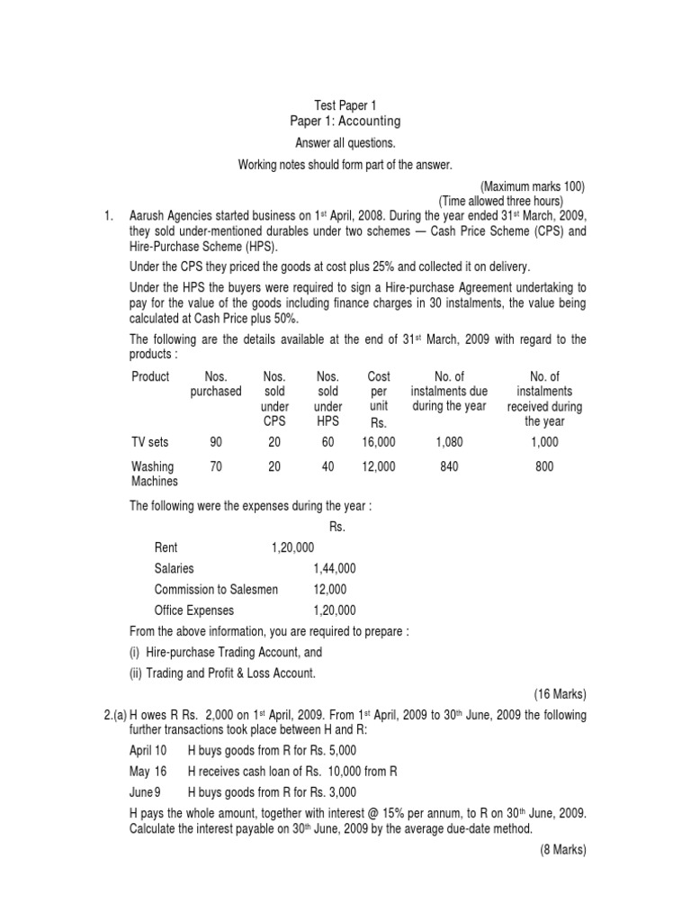 Ipcc Model Test Paper May 2011 | PDF