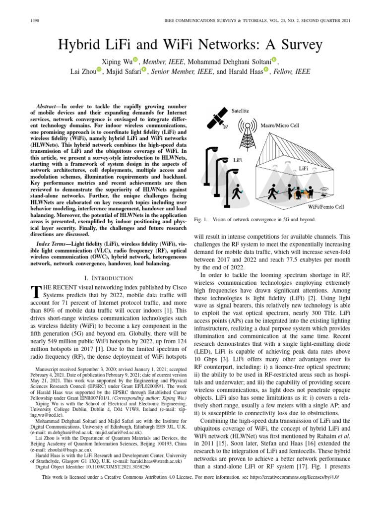 2021 Hybrid LiFi and WiFi Networks A Survey | PDF | Channel Access ...