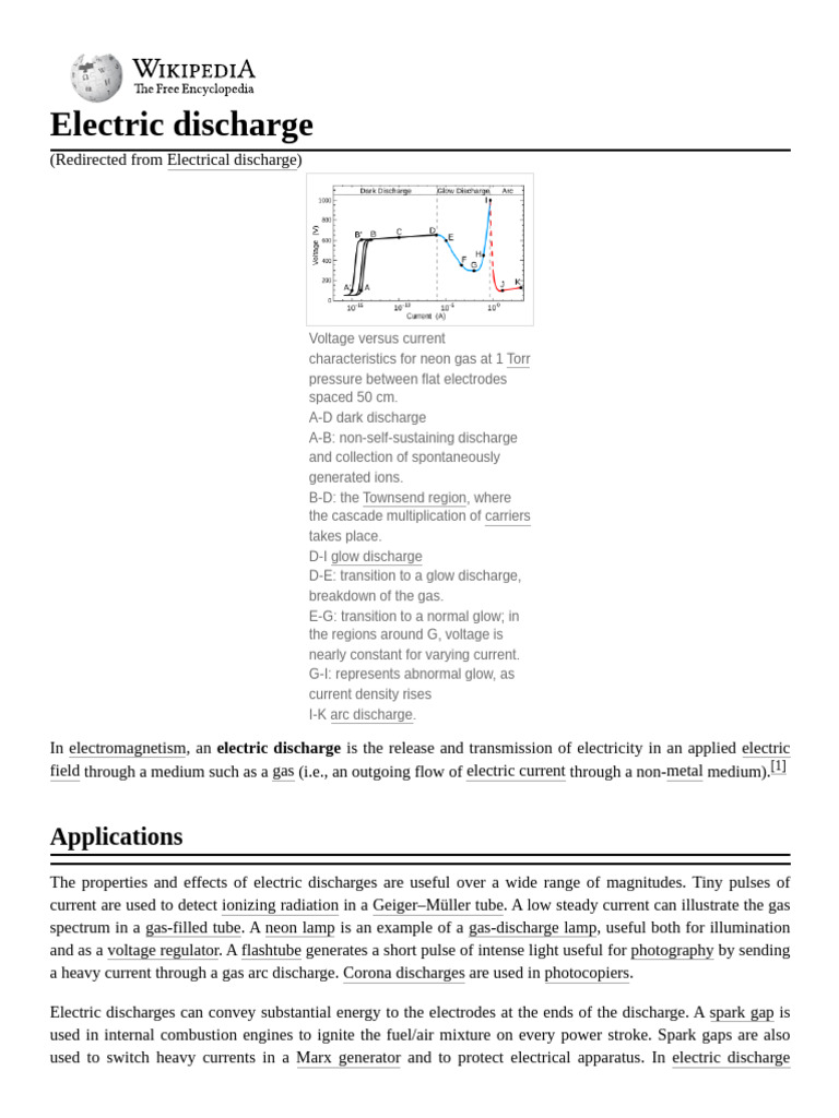 Electric Discharge: Types & Applications | PDF | Electric Arc | Applied ...