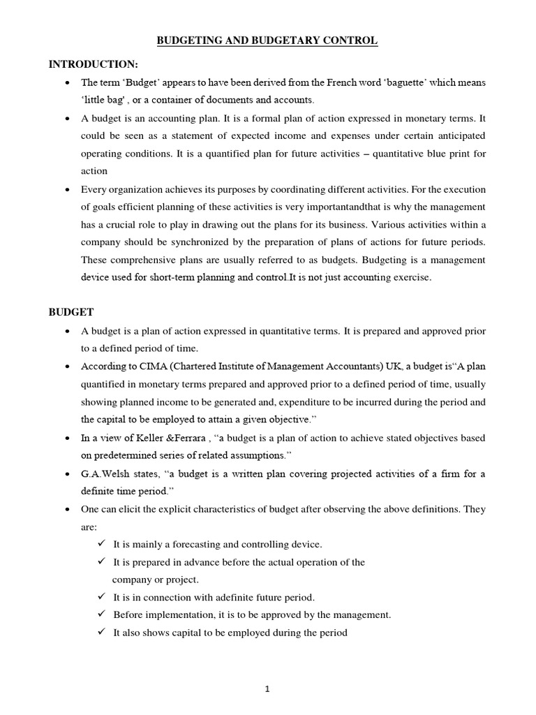 Principles of Budgetary Control Explained | PDF | Budget | Expense