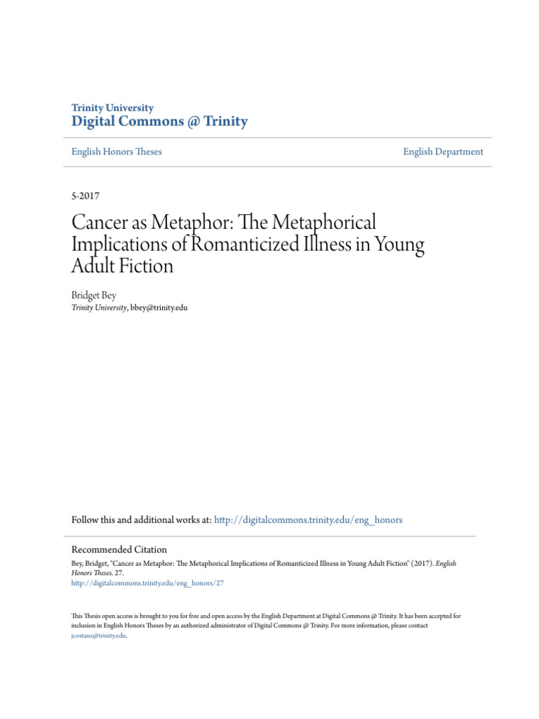 Cancer As Metaphor - The Metaphorical Implications of Romanticized ...
