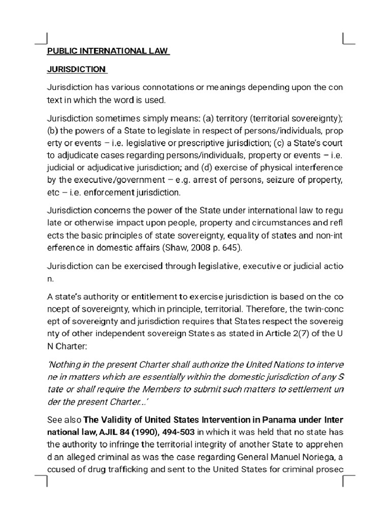 PUBLIC INTERNATIONAL LAW - JURISDICTION - Phoenix | PDF