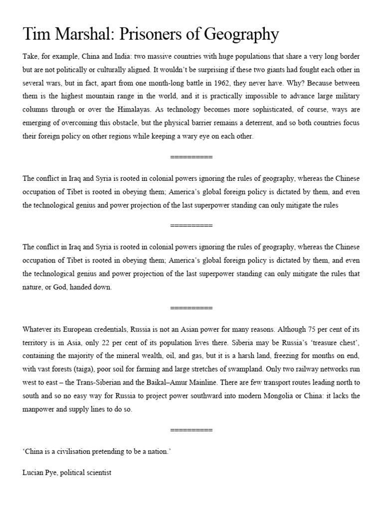 Tim Marshal Prisoners Of Geography Pdf Benghazi Manchuria