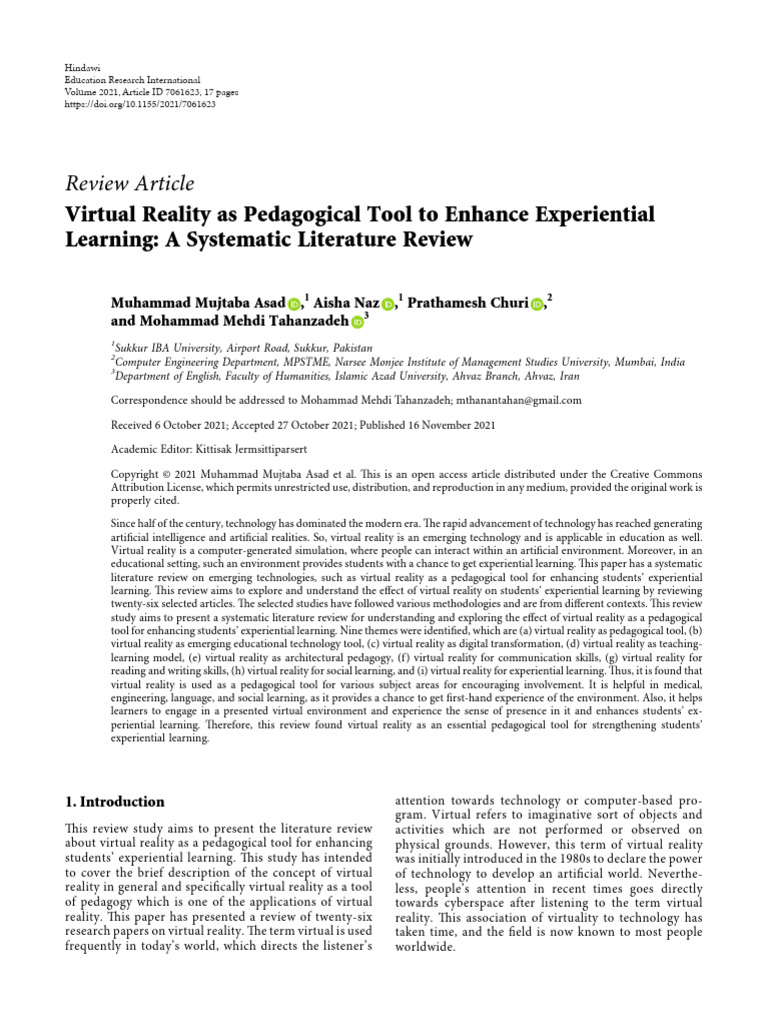 Virtual Reality As Pedagogical Tool To Enhance Exp (Internacional ...