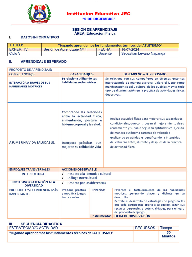 Fundamentos del Atletismo en Juegos | PDF | Aprendizaje | Deporte del ...