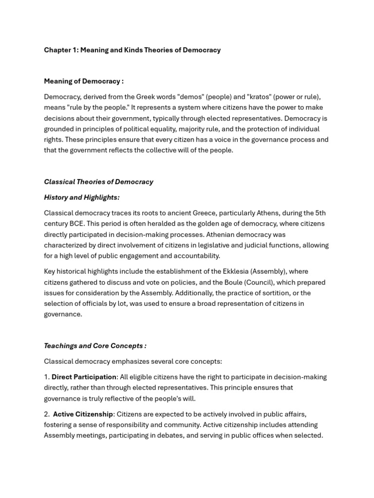 Theories of Democracy Explained | PDF | Marxism | Democracy