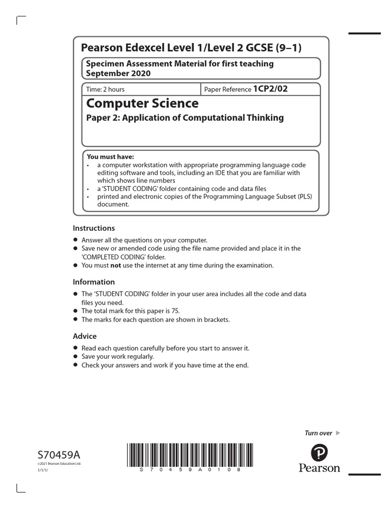 GCSE Specimen 3 Paper 02 | PDF | Computer Programming | Computer Program