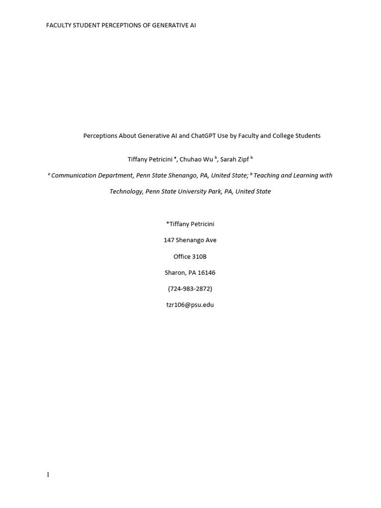 Faculty Student Perceptions Preprint | PDF | Artificial Intelligence ...
