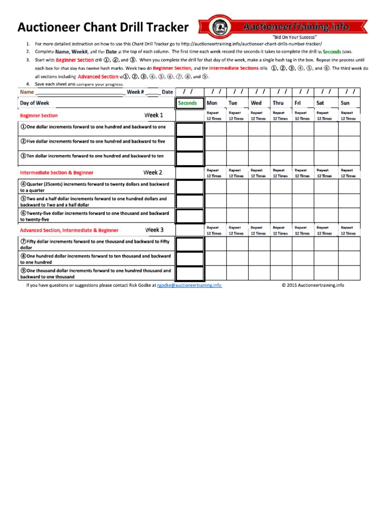 Auctioneer Chant Drill Training | PDF