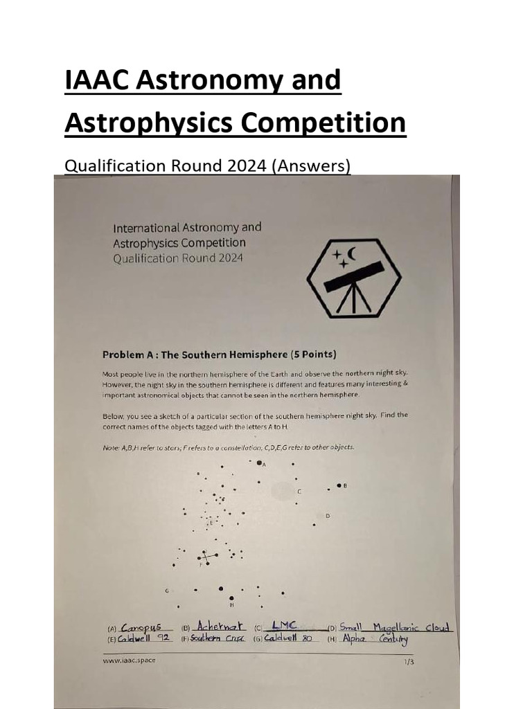 IAAC Astronomy and Astrophysics Competition | PDF | Cosmic Microwave ...