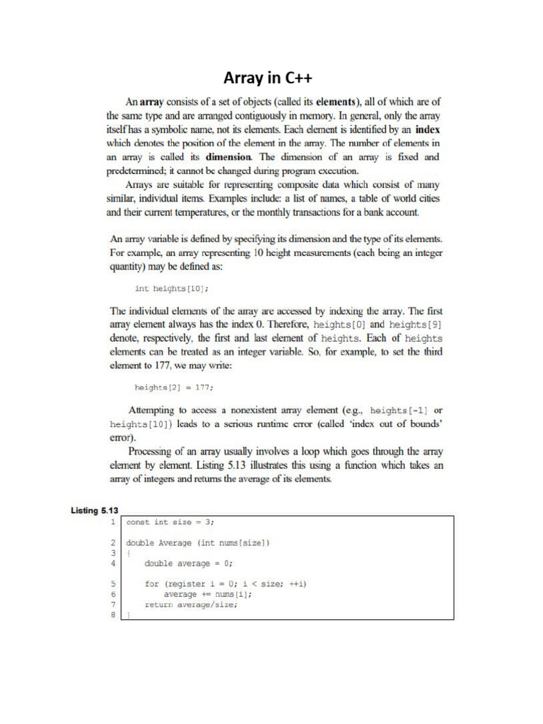 Array and String in C++ | PDF | Language Arts & Discipline | Teaching ...