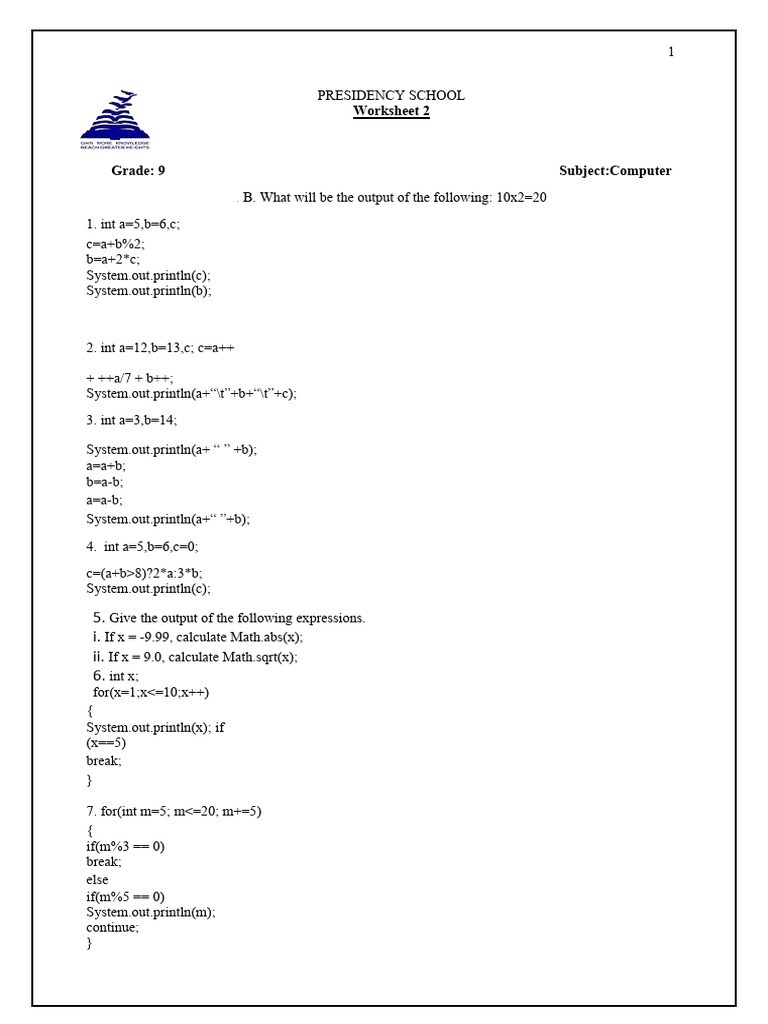 Worksheet 4 | PDF