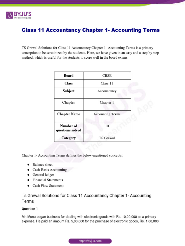Ts Grewal Class 11 Accountancy Chapter 1pdf PDF Free | PDF | Debits And ...