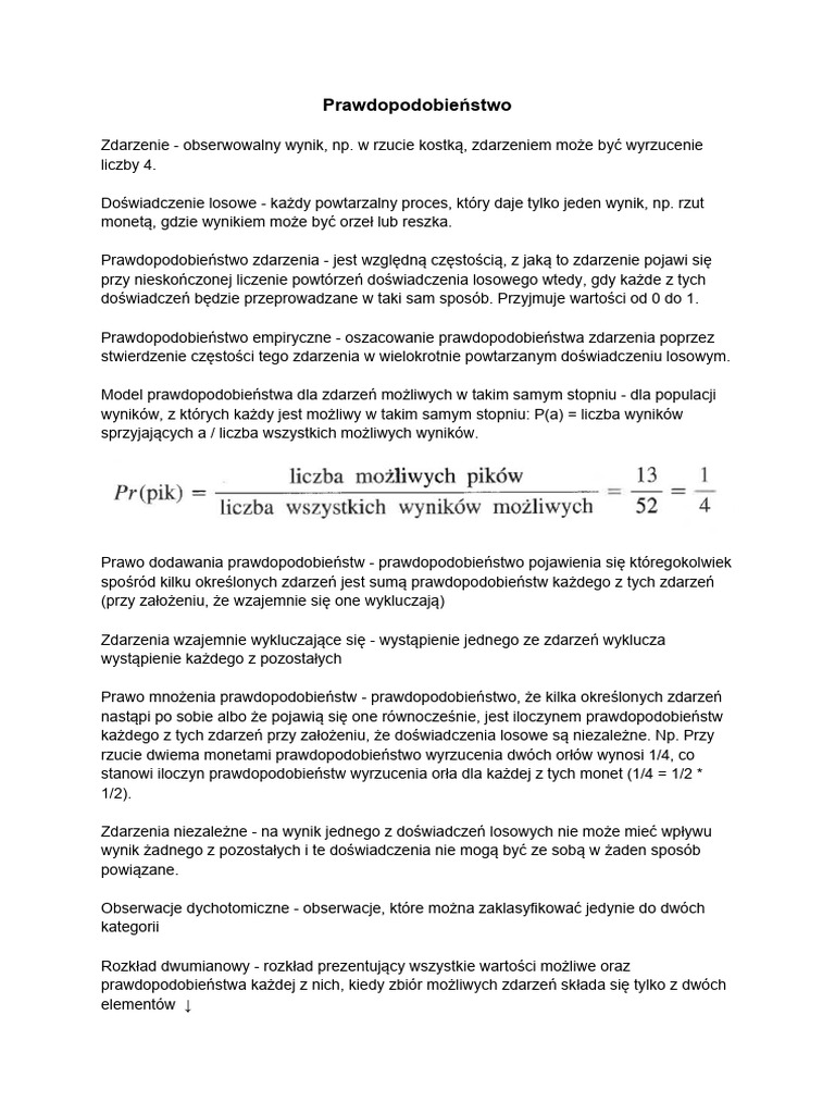 King I MInium R. 11 - Prawdopodobieństwo | PDF