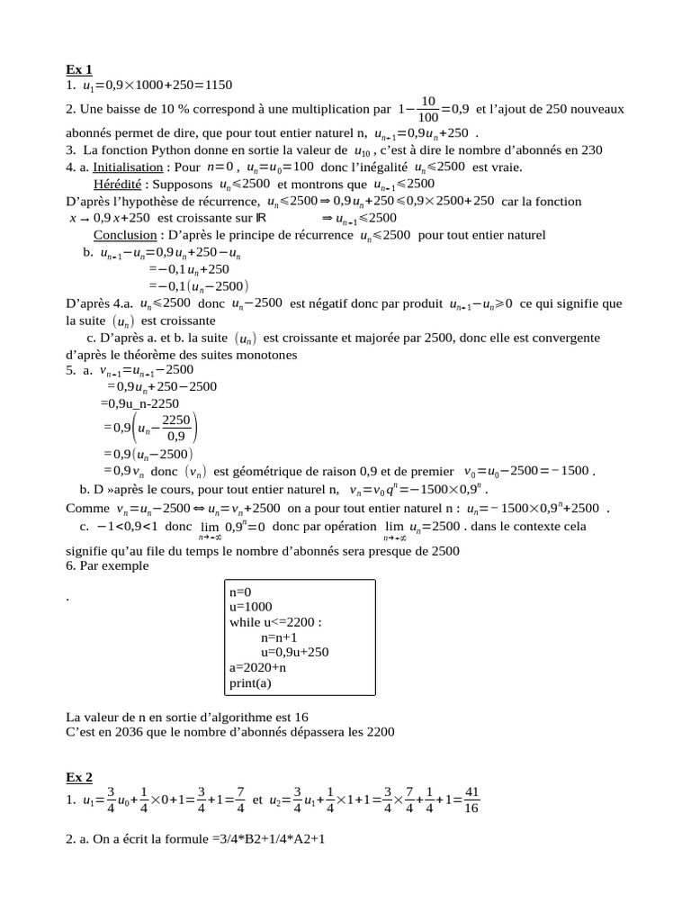 Exercices corrigés de maths prépa | PDF | Analyse mathématique ...