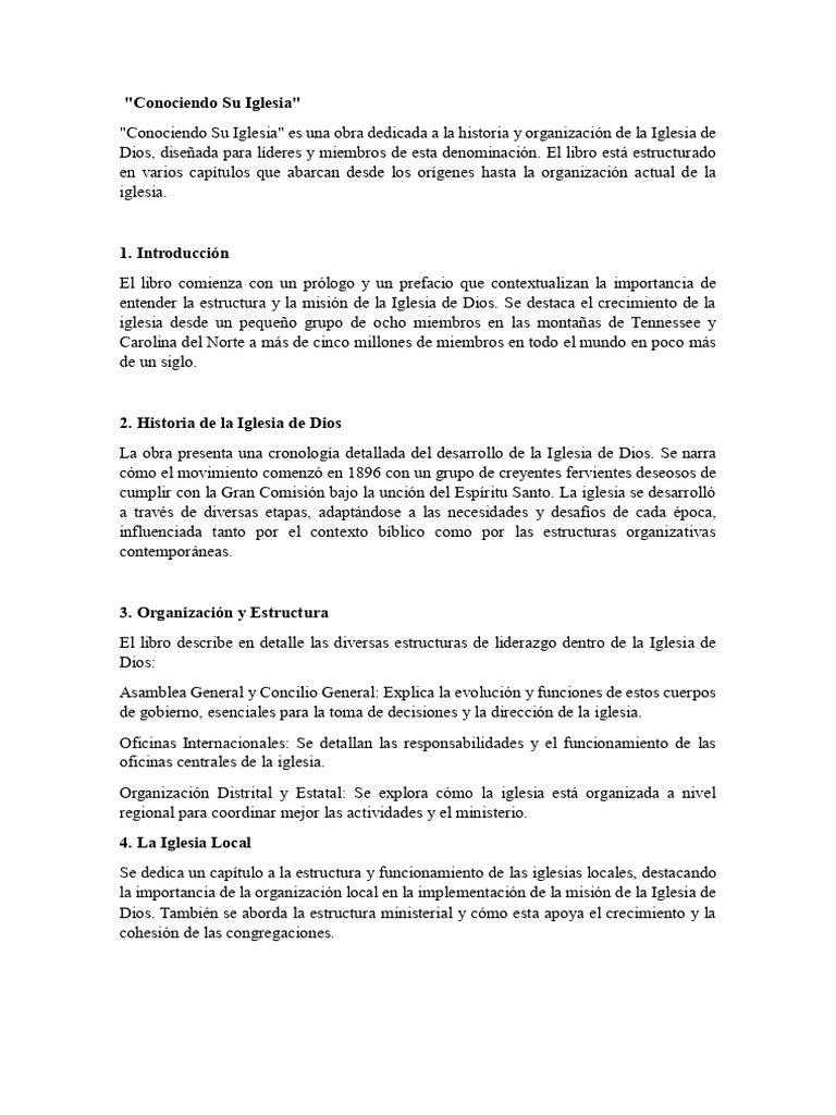 Historia y Estructura de la Iglesia de Dios | PDF | Iglesia Católica ...