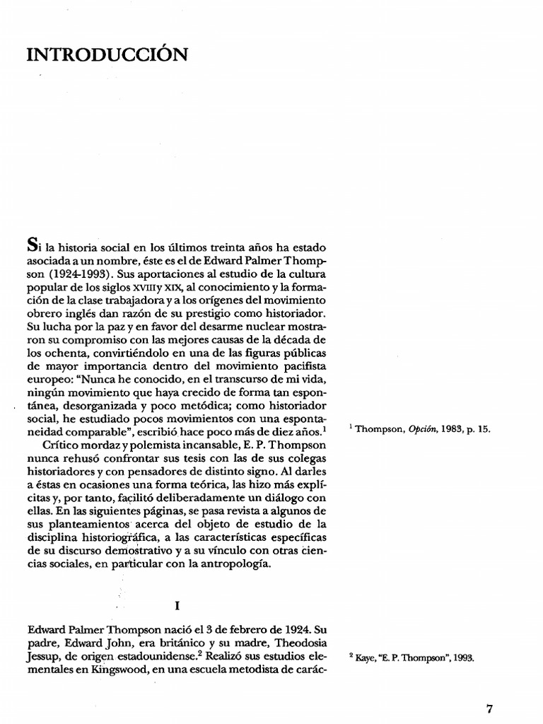Thompson, Introducción | PDF | Empirismo | Historiografía