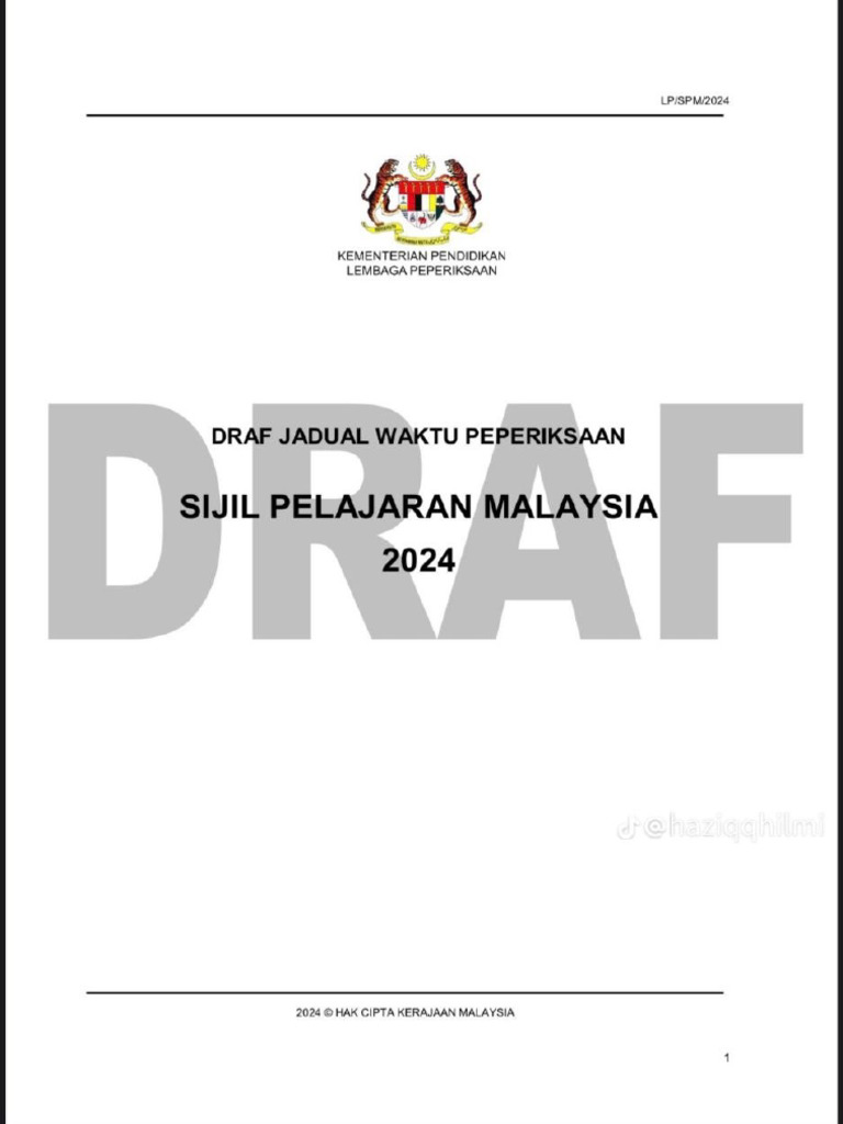 Draf Jadual SPM 2024 PDF