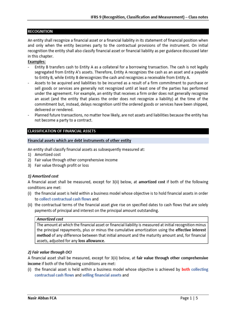 IFRS 9 Financial Assets & Liabilities | PDF | Fair Value | Income Statement